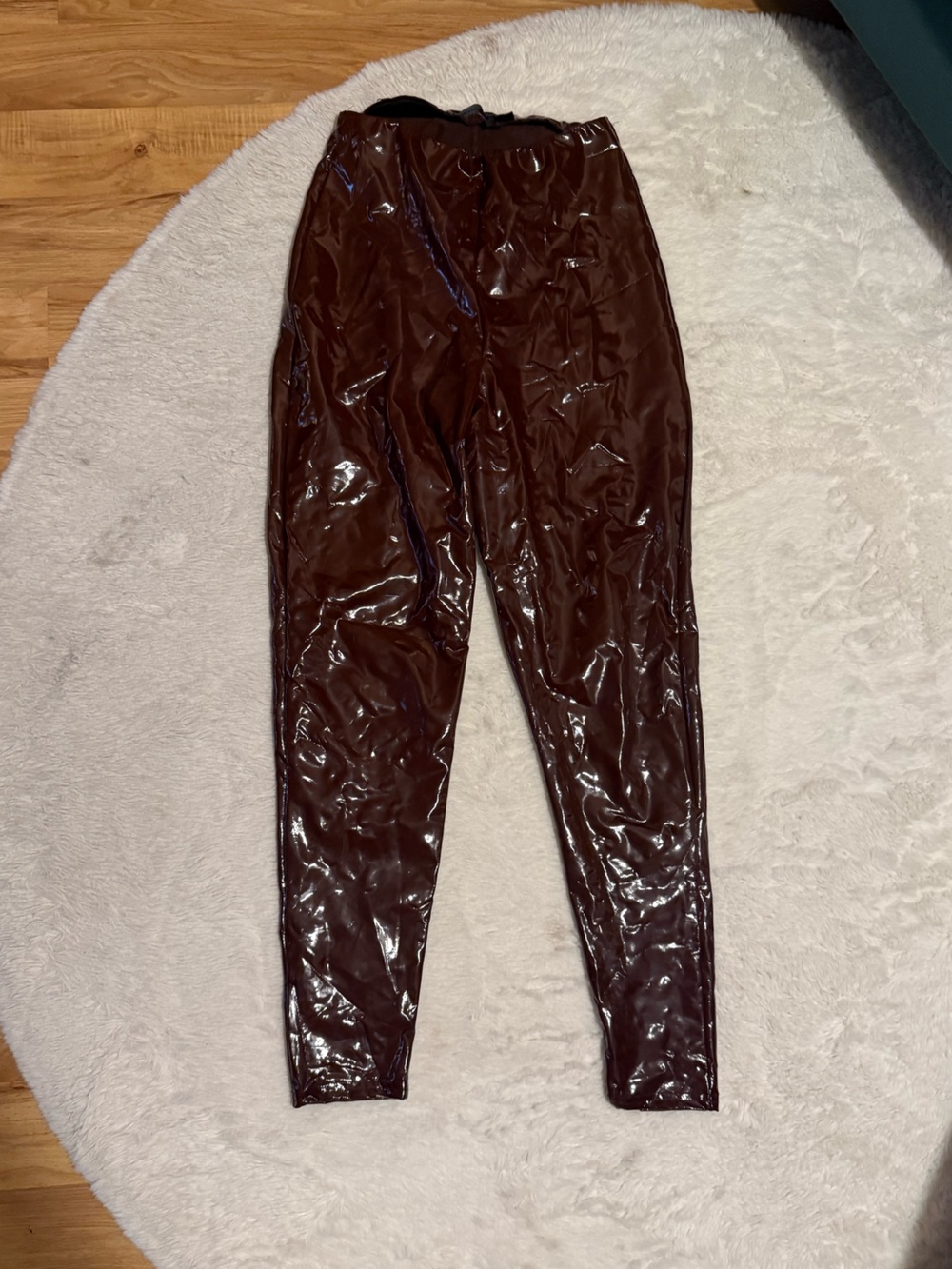 PrettyLittleThing Dark Brown Patent Skinny Pants